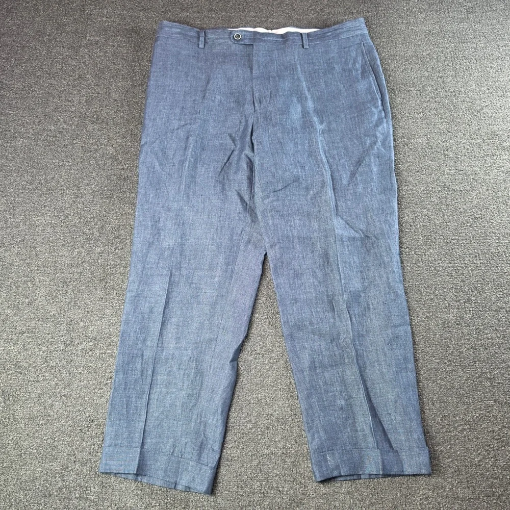 Joseph Abboud Heritage Dress Pants Blue Mens 38x28 Angelico Linen Trousers Work